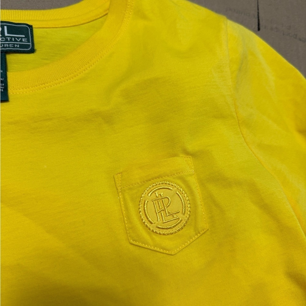 Lauren Ralph Lauren Sport Yellow Black Embroidered Logo Large Cotton Shirt - Picture 7 of 10
